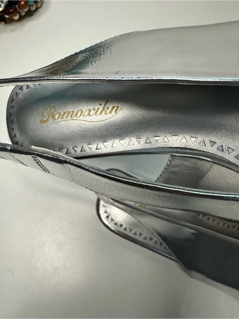 Pomoxin Women’s Silver Slingback Flats Square Toe Strappy Faux Leather Sx 7
